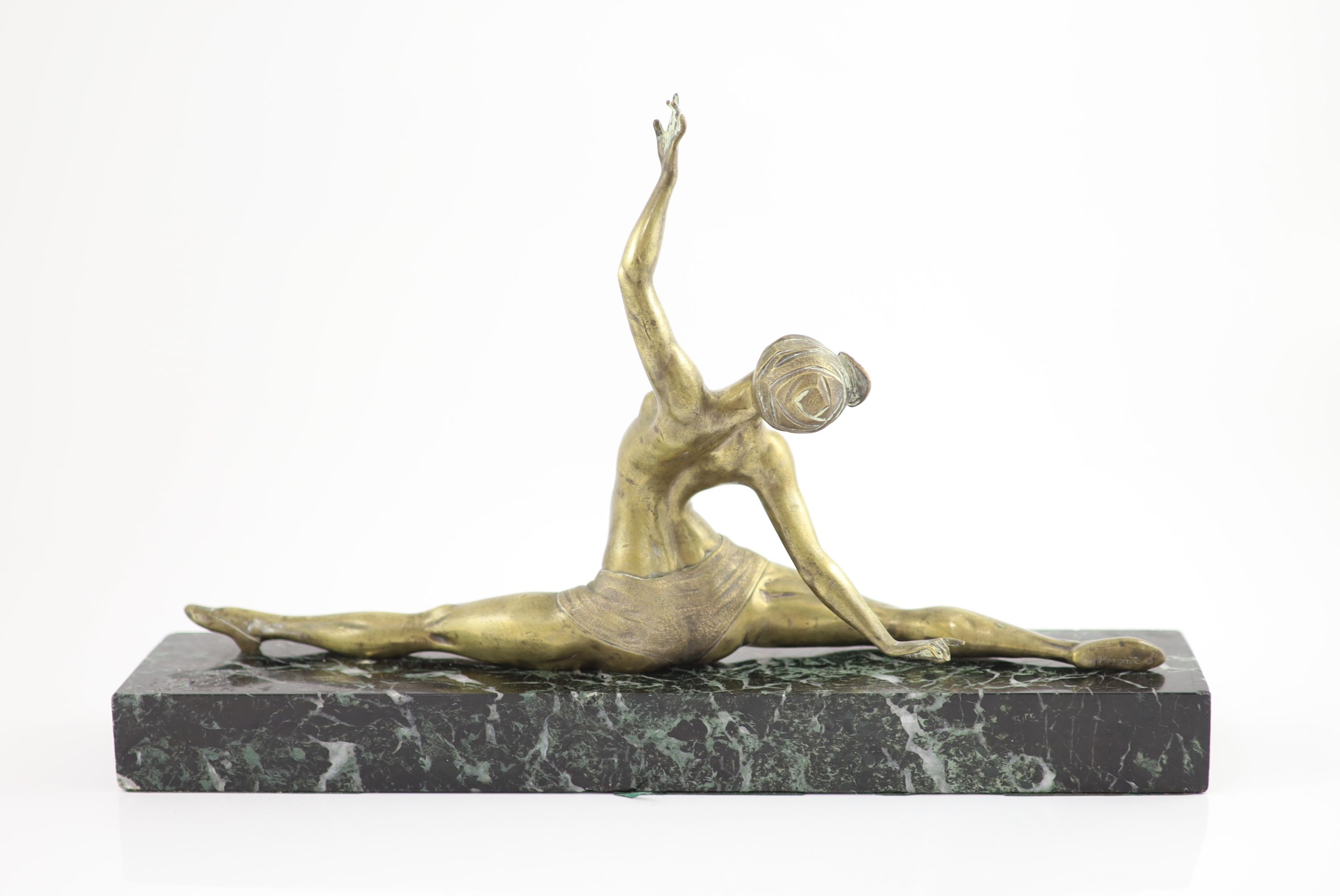 An Art Deco bronze figure of a dancer, signed Morante W 40cm. H 25cm.